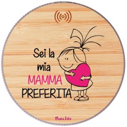 Base di ricarica wireless in bambù con stampa sei la mia mamma preferita festa della mamma