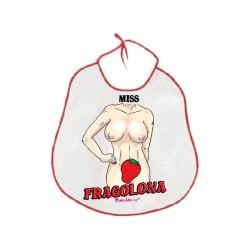 Bavaglione con scritta sexy Miss Fragolona     41x41cm     in poliestere