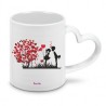 Tazza in ceramica con manico a cuore cm 8x10 con stampa bacio innamorati