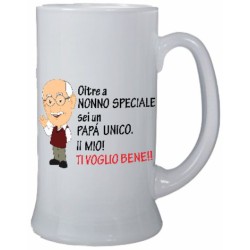 Boccale birra ml 500 in vetro  festa del papa' con stampa oltre a un nonno speciale sei un papa' unico