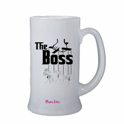 boccale in vetro con scritta the boss