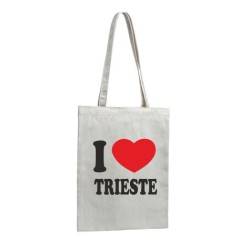 Borsa shopping 2 manici lunghi in poliestere cm 42x38 con stampa i love Trieste