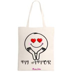 Borsa shopping in poliestere 40x37 con stampa san valentino mi amor