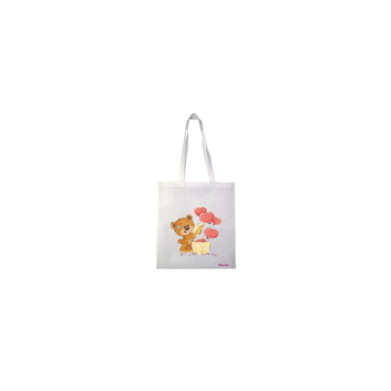 borsa shopping in tessuto orsetto san valentino cm 36x40