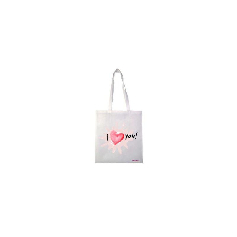 borsa shopping in tessuto san valentino con dedica cuore cm 36x40