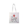 borsa shopping in tessuto san valentino con scritta happy cm 36x40