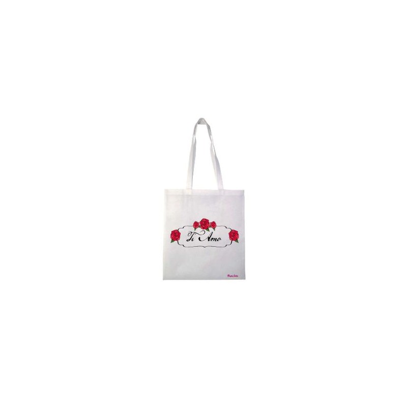 borsa shopping in tessuto san valentino con scritta ti amo cm 36x40