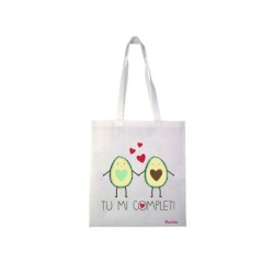 borsa shopping in tessuto san valentino con scritta tu mi completi cm 36x40