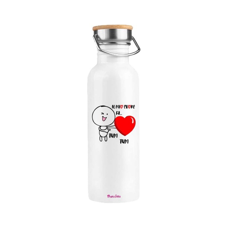 Bottiglia in acciaio 500 ml con stampa san valentino cuore tum tum