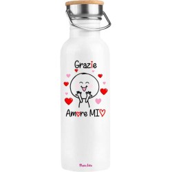 Bottiglia in acciaio 500 ml con stampa san valentino grazie amore mio