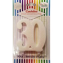 Candela glitter bianca 30...