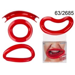  Bocca in plastica, Funny Lips, ca. 7,5 cm, 3 ass., in barattolo PVC con headercard,