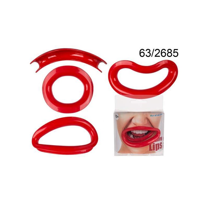 Bocca in plastica, Funny Lips, ca. 7,5 cm, 3 ass., in barattolo PVC con headercard,