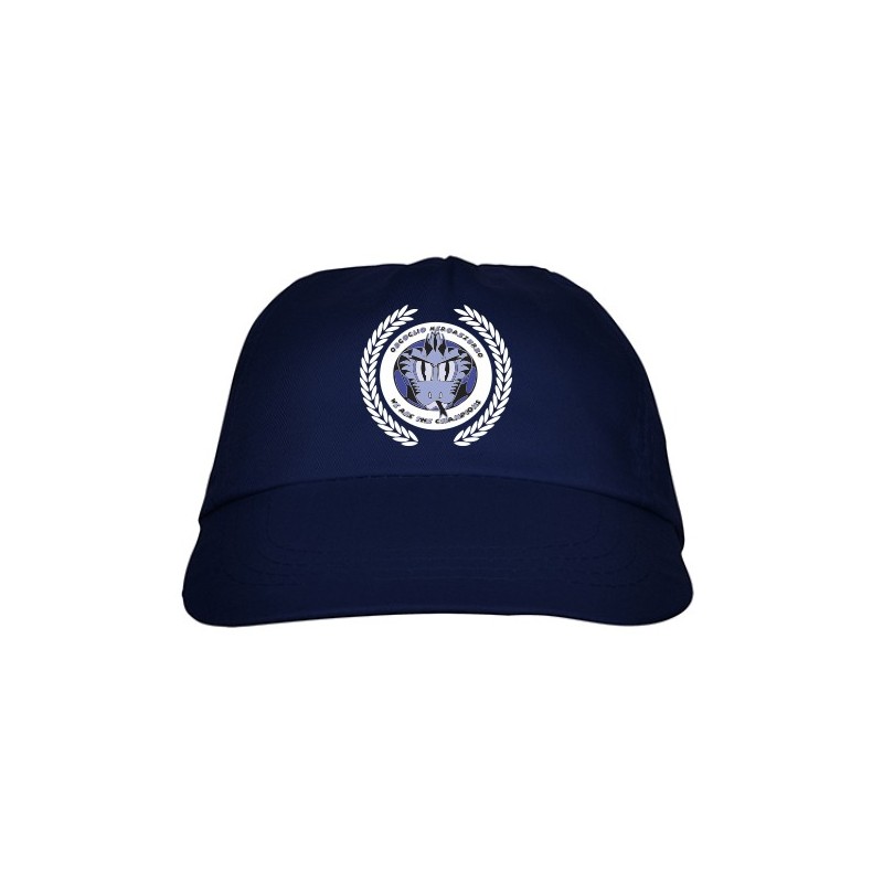 Cappellino con visiera stampa calcio nero azzurro