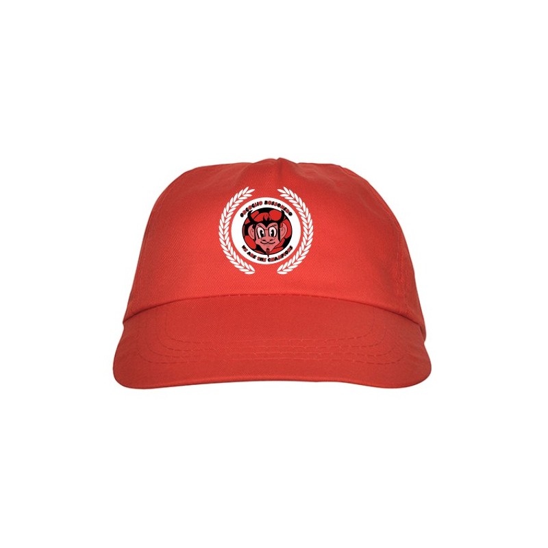 Cappellino frontino taglia unica  rosso calcio con stampa bianco rosso