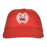 Cappellino rosso  in tessutto con visiera stampa calcio bianco rosso