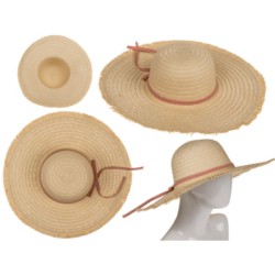 Cappello di paglia, con nastro, Elegant Chic,44 x 44 x 12 cm, misura unica
