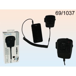  Cornetta del telefono in plastica, Radiotrasmittente, ca. 9 cm, per 2 pile micro (AAA) in confezione con header card
