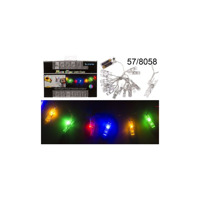 Catena di luci, Clip fotografiche, con LED cambiacolore, 16 clip, ca. 1,80 m, solo per uso interno,  EAN 4029811411276