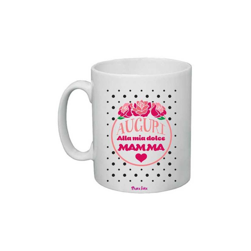 Tazza cm 8x10 in ceramica pazza idea con stampa auguri alla mia dolce mamma festa della mamma