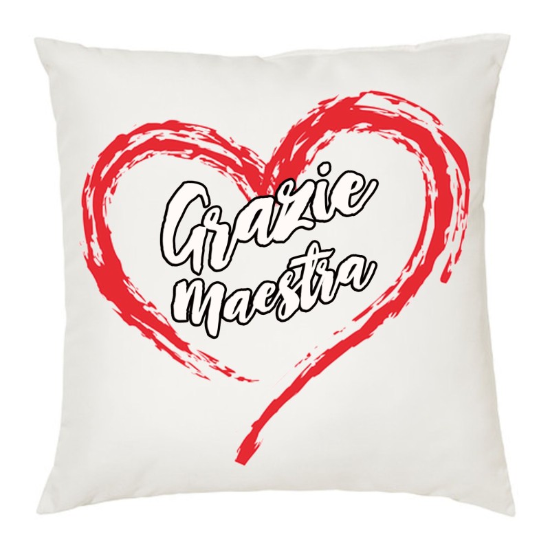 Cuscino cm40x40 con cuore Grazie Maestra