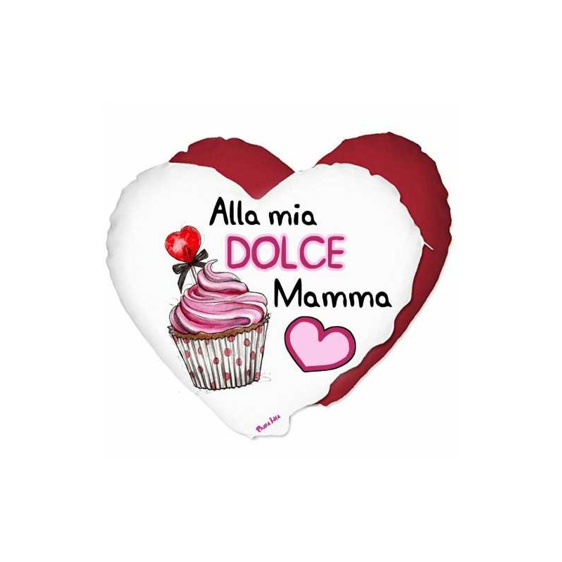 cuscino cuore 40 cm festa della mamma con scritta alla mia dolce mamma