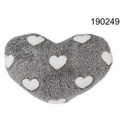 Cuscino grigio a forma di cuore con cuori bianchi, 100% poliestere, ca. 30 x 19 cm