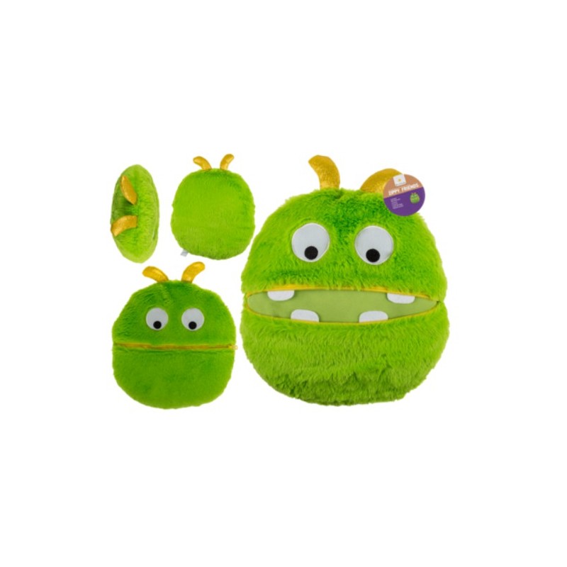 Cuscino in peluche, Zippy Friends, verde,ca. 30 x 8 cm