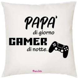 Cuscino in poliestere 40x40 con stampa papà gamer festa del papà