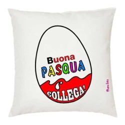 Cuscino in poliestere 40x40 pazza idea con stampa buona pasqua collega