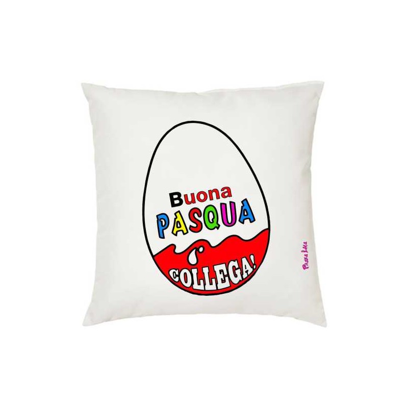 Cuscino in poliestere 40x40 pazza idea con stampa buona pasqua collega