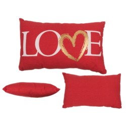 Cuscino rosso, Love, con cerniera a lampo,ca. 30 x 50 cm, 100% cotone, imbottitura ca. 300 g