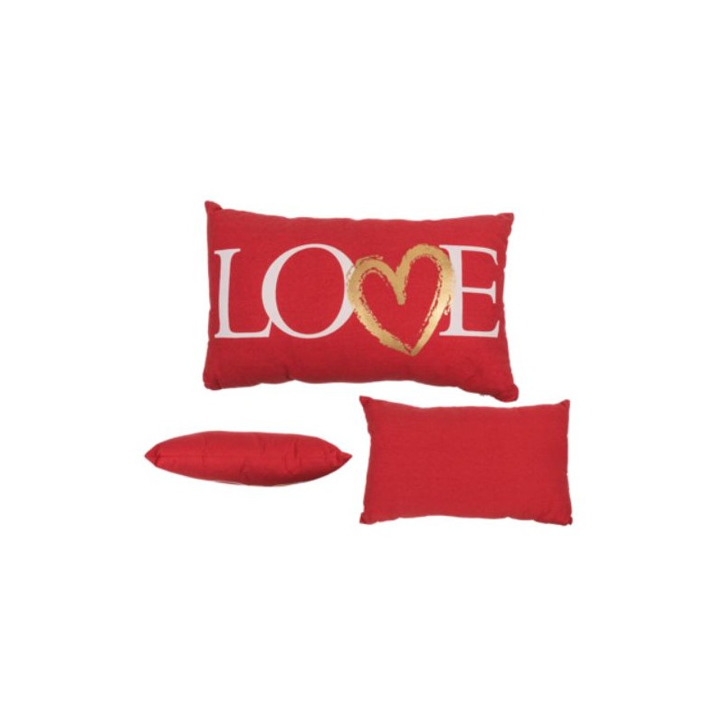 Cuscino rosso, Love, con cerniera a lampo,ca. 30 x 50 cm, 100% cotone, imbottitura ca. 300 g