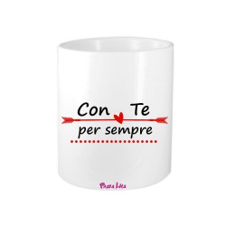  portapenne in ceramica cm 10x8 san valentino con scritta con te per sempre