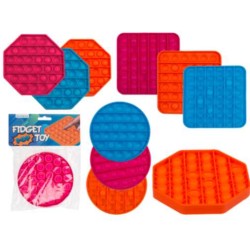 Fidget Pop it Toy, ca. 12,5 x 12,5 x 1,5 cm, in silicone, 3 tipi ass., 3 colori ass.gioccatolo antistress sensoriale