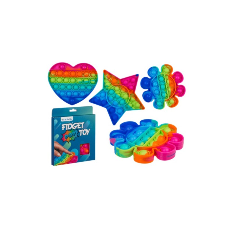 Fidget Pop Toy, Rainbow, 3 ass.,Stella, Cuore, Fiore, in silicone