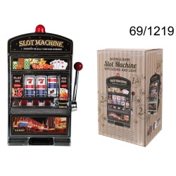  Salvadanaio in plastica con campanello & luce, Slot Machine, ca. 37,5 x 20 cm, necessita 2 pile Mignon (AA)