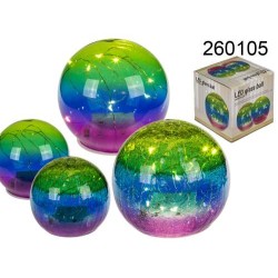  Sfera in vetro colorata con 10 LED, ca. 12 cm, 2 ass., per 3 pile stilo (AA) in confezione box, 216/PALEAN 4029811400393