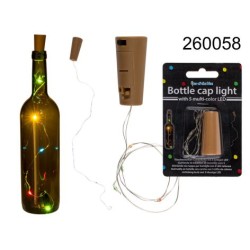 Ghirlanda con tappo per bottiglie con 5 LED colorate (pile incl.), ca. 5 x 2 cm, L: ca. 48 cm, su blister, EAN 4029811418039