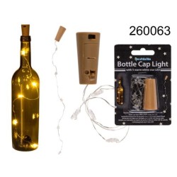 Ghirlanda con tappo per bottiglie con 5 stelle LED bianco caldo (pile incl.), ca. 5 x 2 cm, L: ca. 48 cm, su blisterEAN 4029811