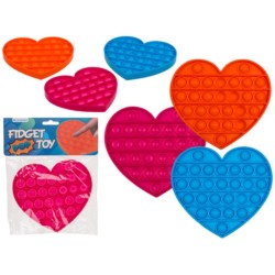 Giocattolo Fidget Pop it, cuore, circa 15 x 13,4 x 1,Silicone, 3 colori ass: