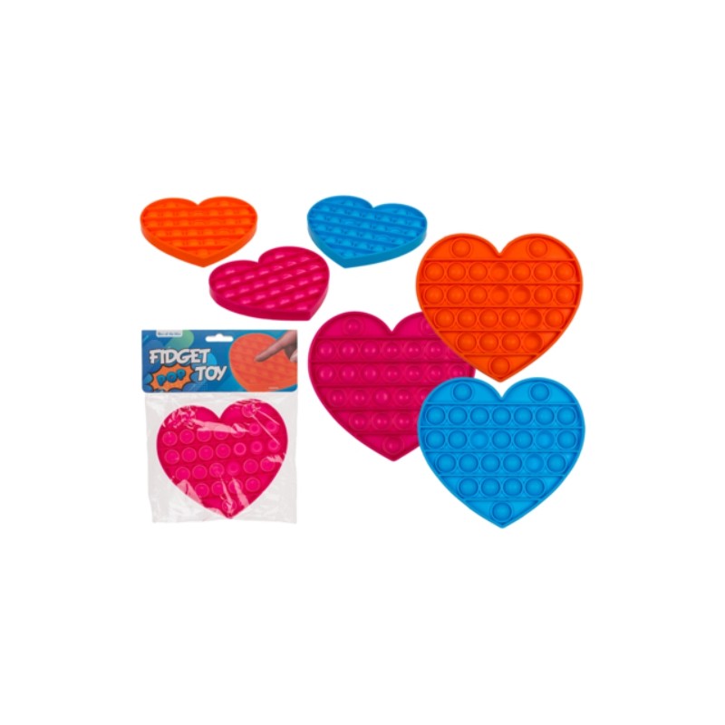 Giocattolo Fidget Pop it, cuore, circa 15 x 13,4 x 1,Silicone, 3 colori ass: