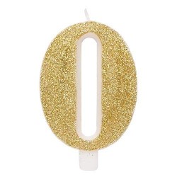 Givi Italia 50830 numeri numero 0 glitter candela, oro, 9.5 cm