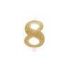 Givi Italia 50838 numeri numero 8 glitter candela, oro, 9.5 cm
