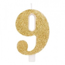 Givi Italia 50839 numero 9 glitter Candle, multicolore, 9.5 cm