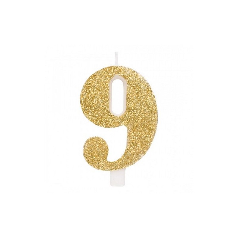 Givi Italia 50839 numero 9 glitter Candle, multicolore, 9.5 cm