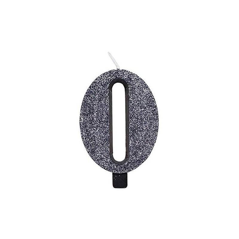 Givi Italia 50850 Numeral glitter Candle N0, nero, 9.5 cm