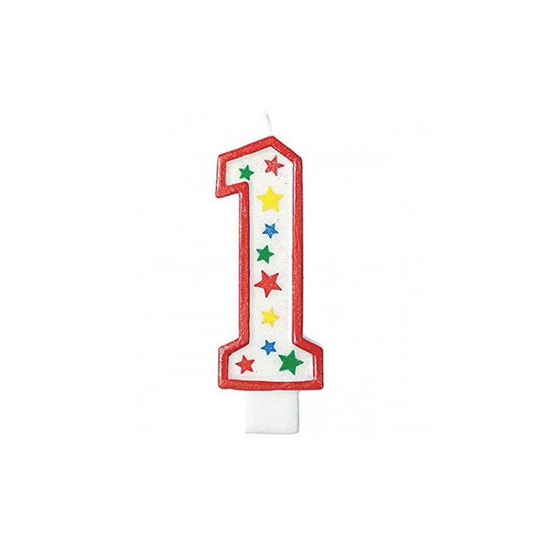 Givi Italia 51461 numero civico 1 glitter candela gigante, multicolore, 13.5 cm