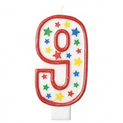 Givi Italia 51469 numero 9 Giant glitter Candle, multicolore, 13.5 cm