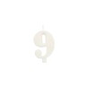 1 candela cm 9.5 numero nove glitter bianco